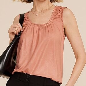 Maurices Ruffled Sleeveless Shimmer Top in Warm Peach